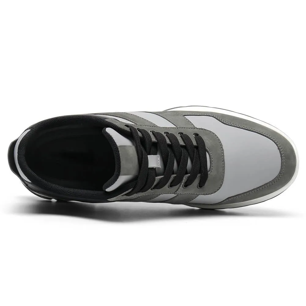 9 CM/3.54 Inches CMR CHAMARIPA Elevator Sneakers for Men - Elevate Your Style with 3.54 Inches of Height in Gray Nubuck High Tops