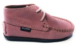 Altanta Mocassin Baby Pink Suede Leather Booties