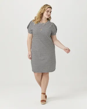 Annette Short-Sleeved Knit Dress | Black / White