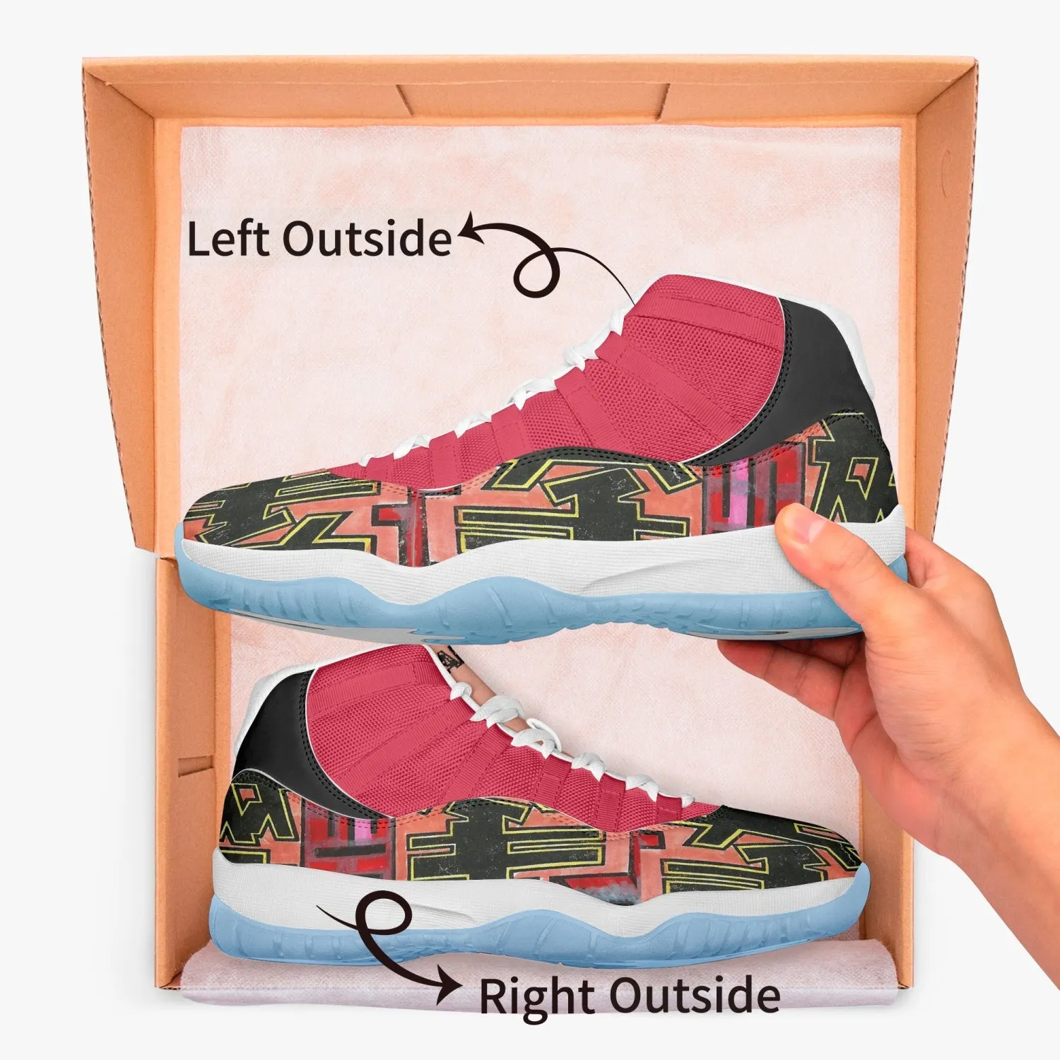 Basketball Sneakers -Blue Sole & Red