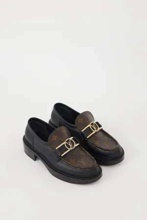 Black & Brown Leather Academy Monogram Loafer