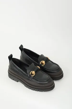 Black & Brown Leather Lylia Lug Sole Loafer