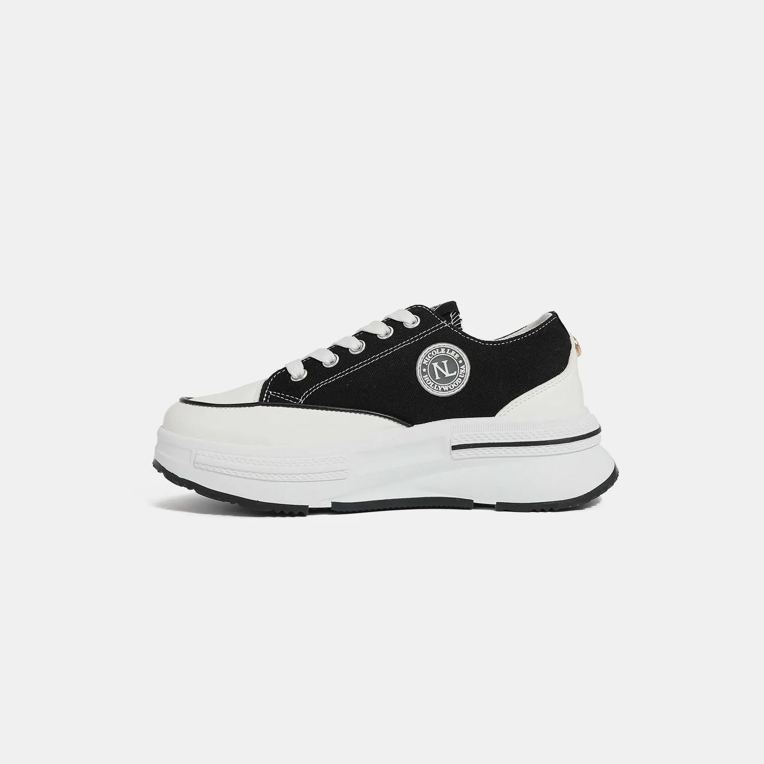 Blue Zone Planet |  Nicole Lee USA Embroidery Detail Platform Lace-Up Sneakers