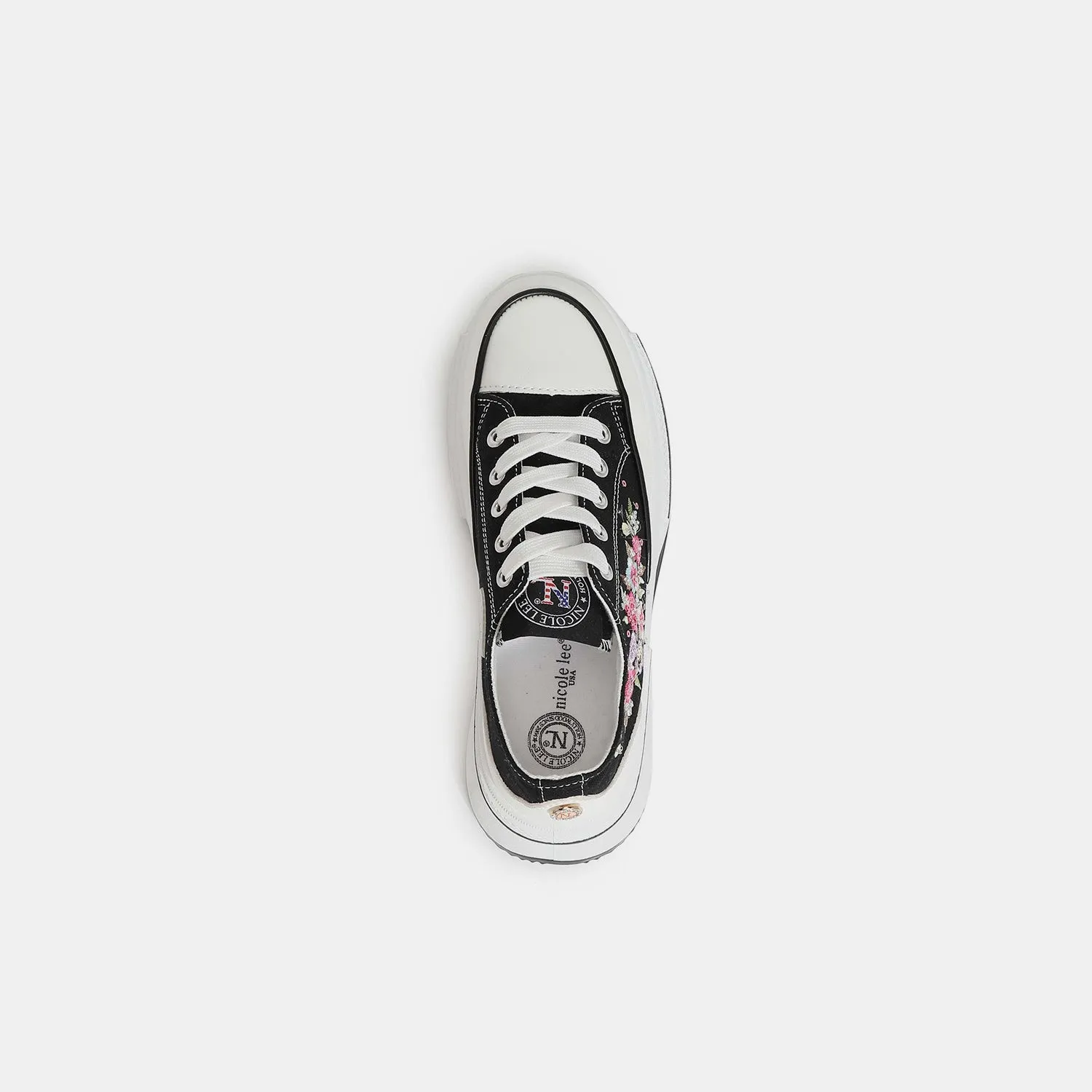 Blue Zone Planet |  Nicole Lee USA Embroidery Detail Platform Lace-Up Sneakers