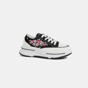 Blue Zone Planet |  Nicole Lee USA Embroidery Detail Platform Lace-Up Sneakers