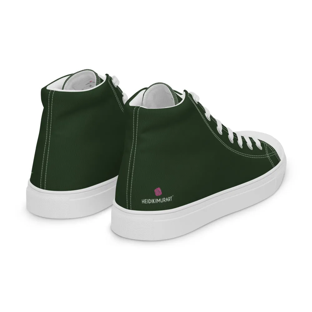Dark Green Men's Sneakers, Premium Quality Modern Solid Color High Top Canvas Shoes For Men
