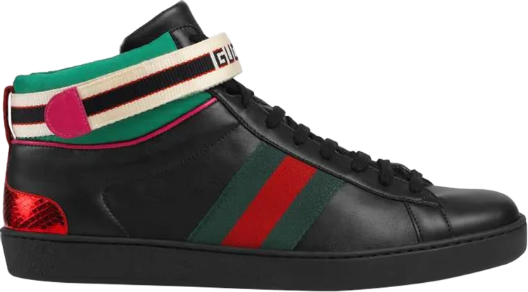 Gucci Stripe Ace High Top Sneakers, black