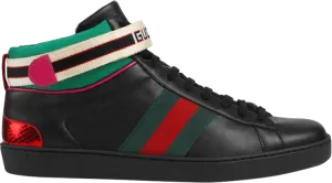 Gucci Stripe Ace High Top Sneakers, black