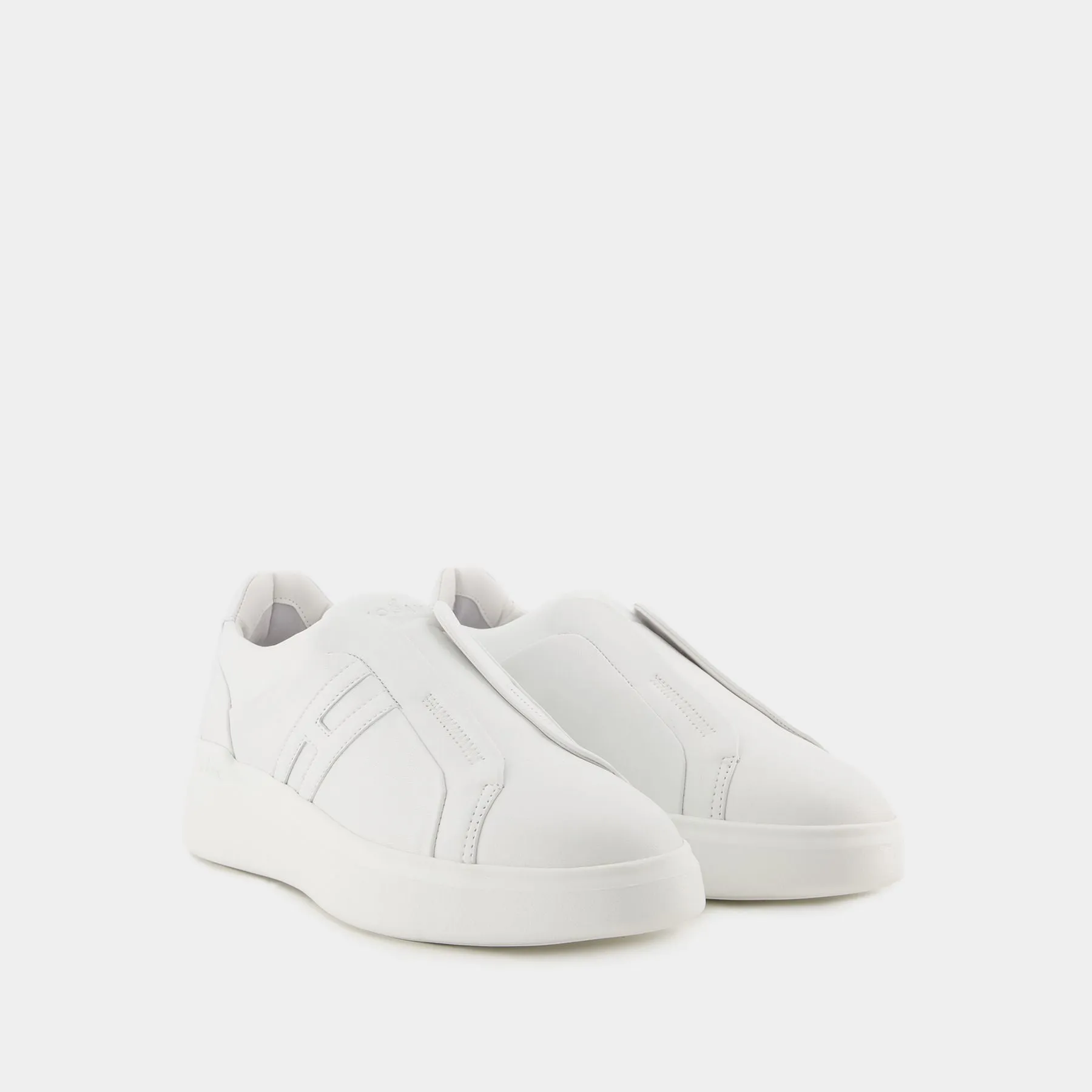 Hogan H580 Slip-On Sneakers in Black and White Leather