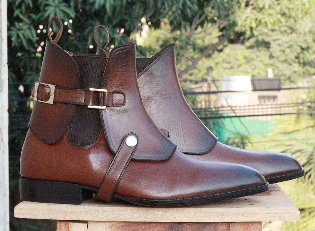 Handmade Chelsea Buckle Brown Boot