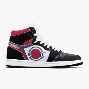 High-Top Leather Sneakers Black Purple