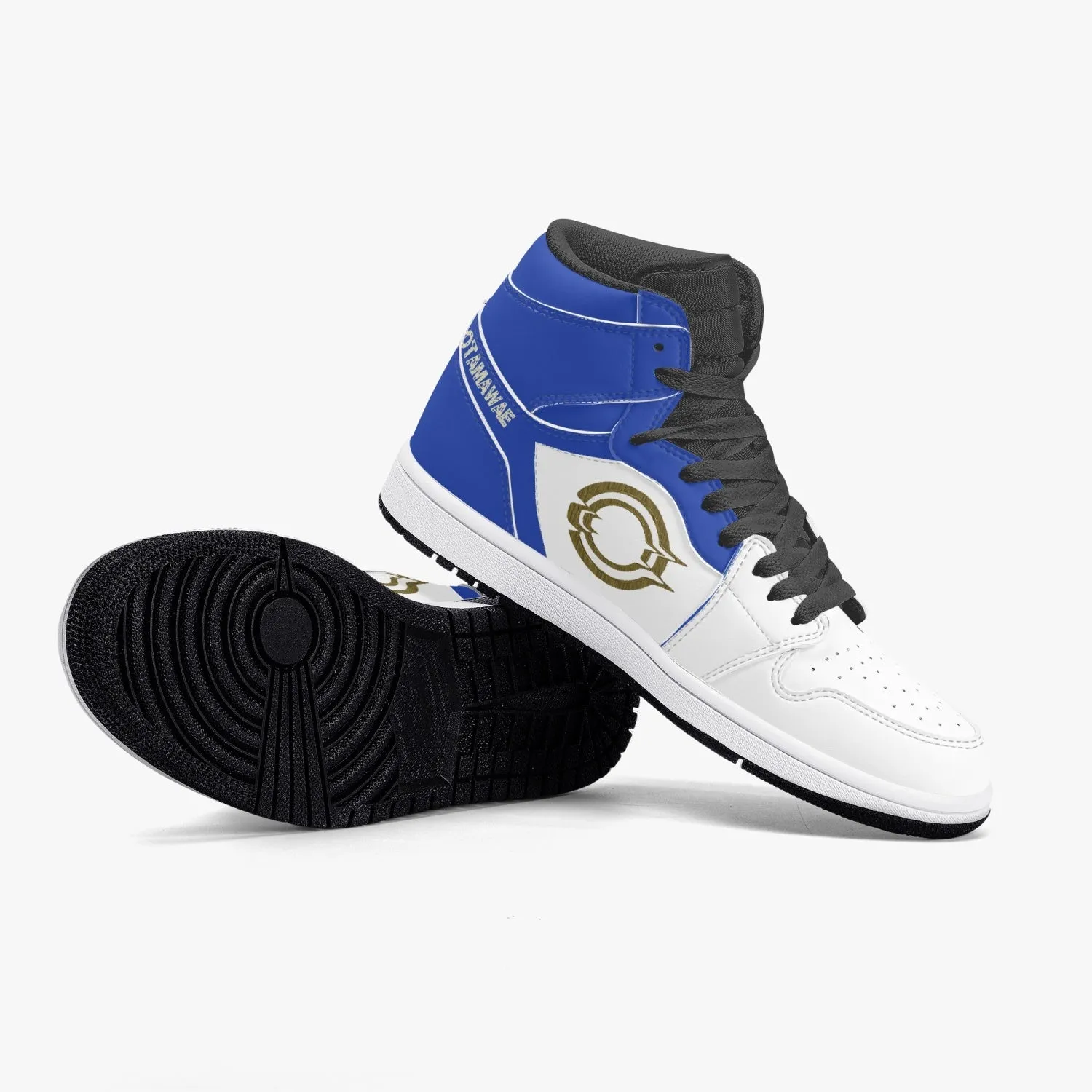 High-Top Leather Sneakers - Blue