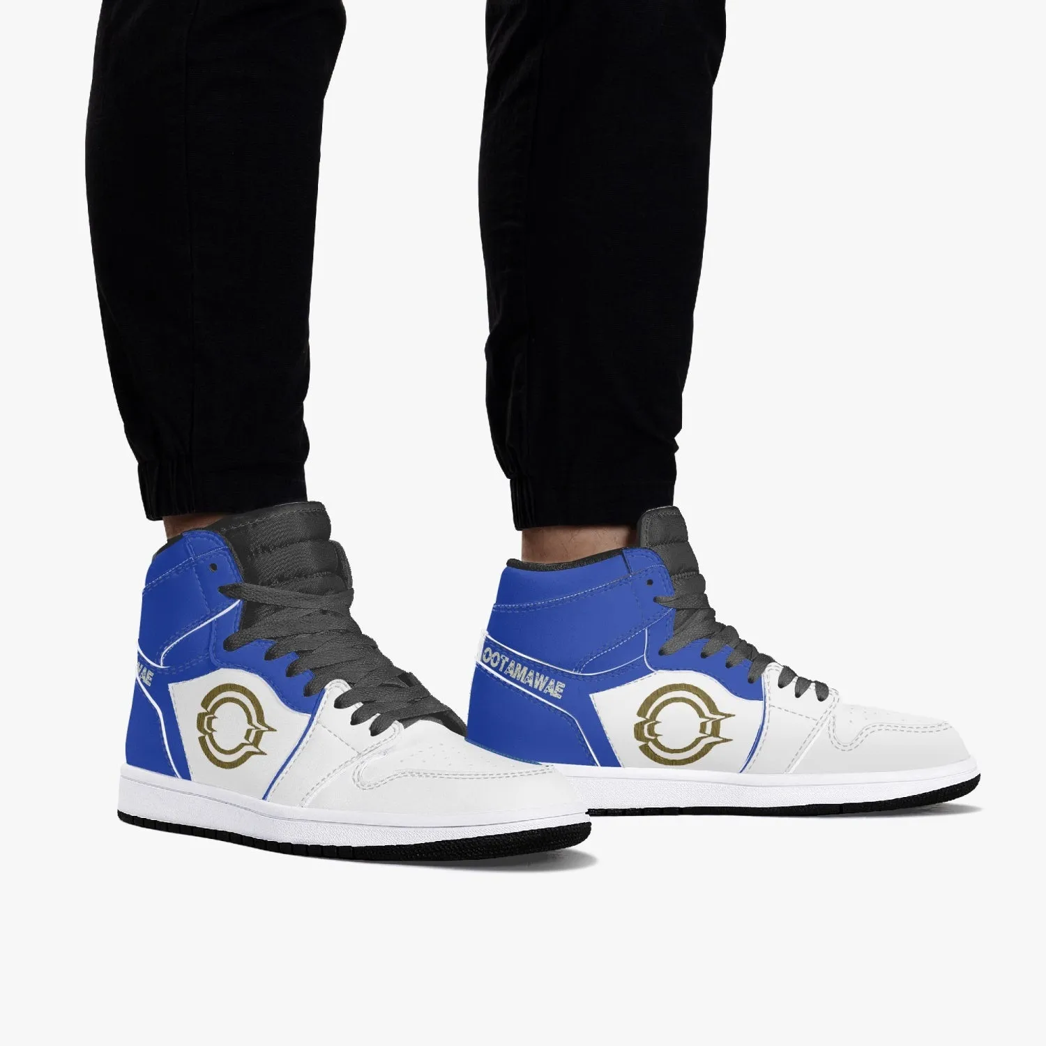 High-Top Leather Sneakers - Blue