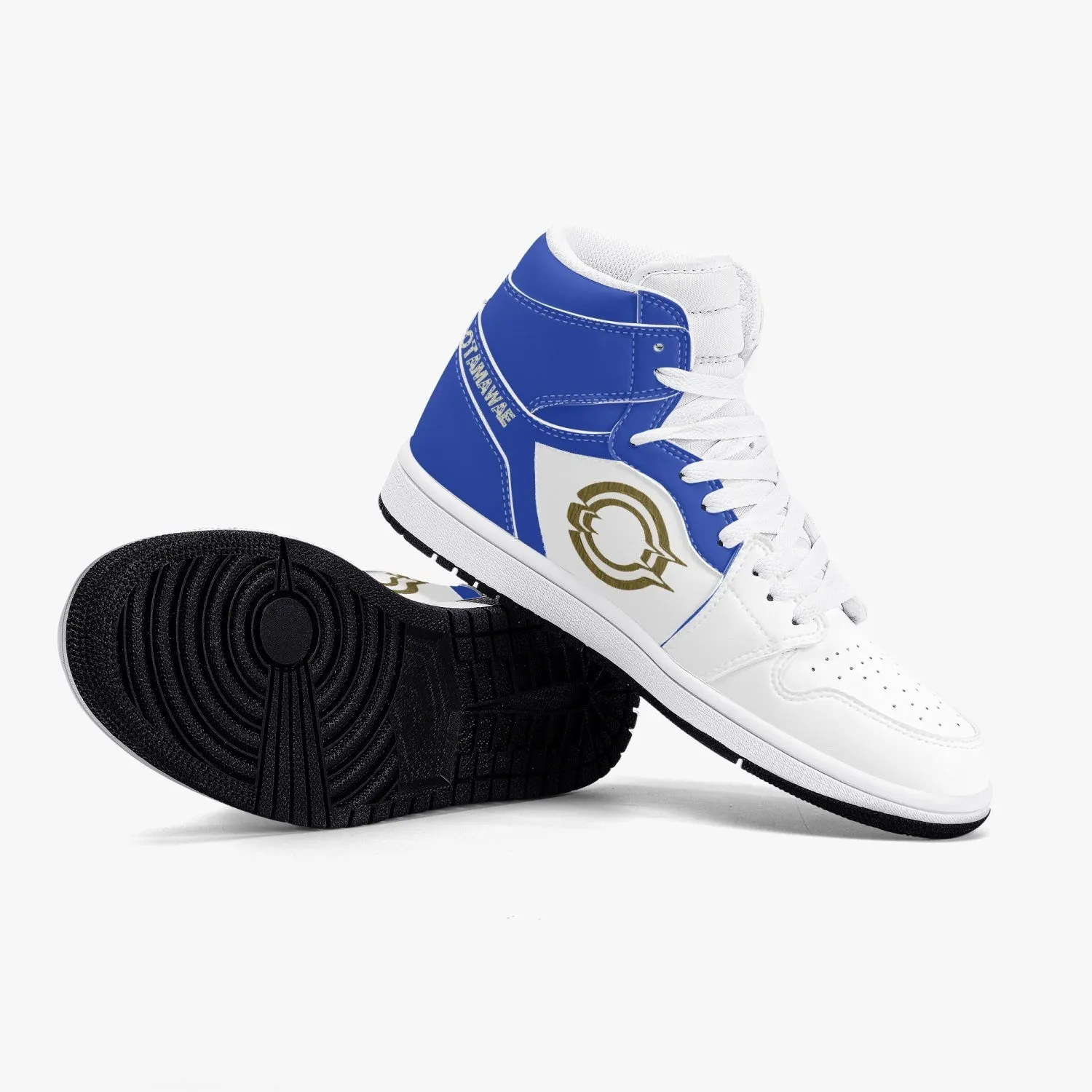 High-Top Leather Sneakers - Blue
