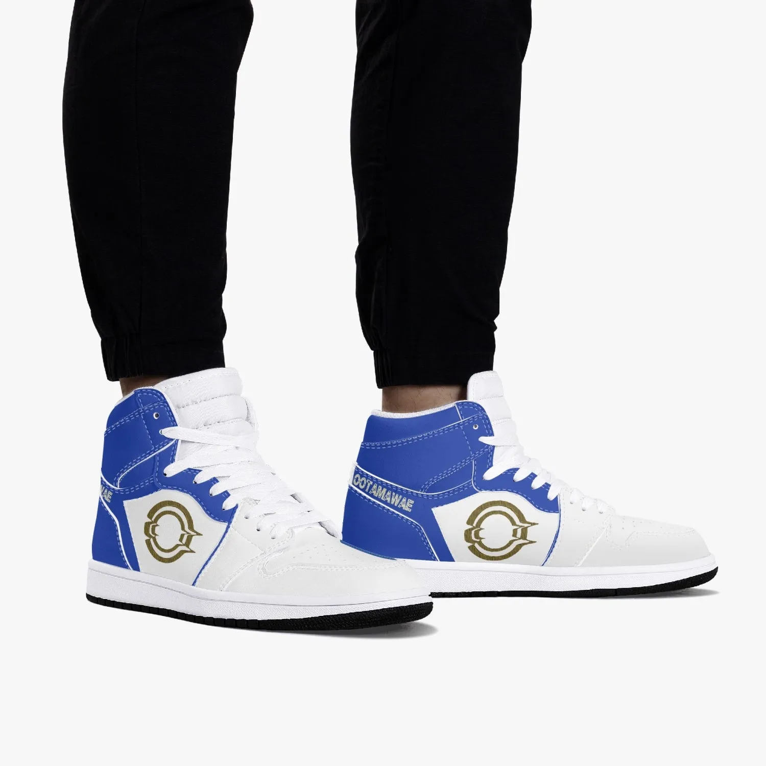 High-Top Leather Sneakers - Blue