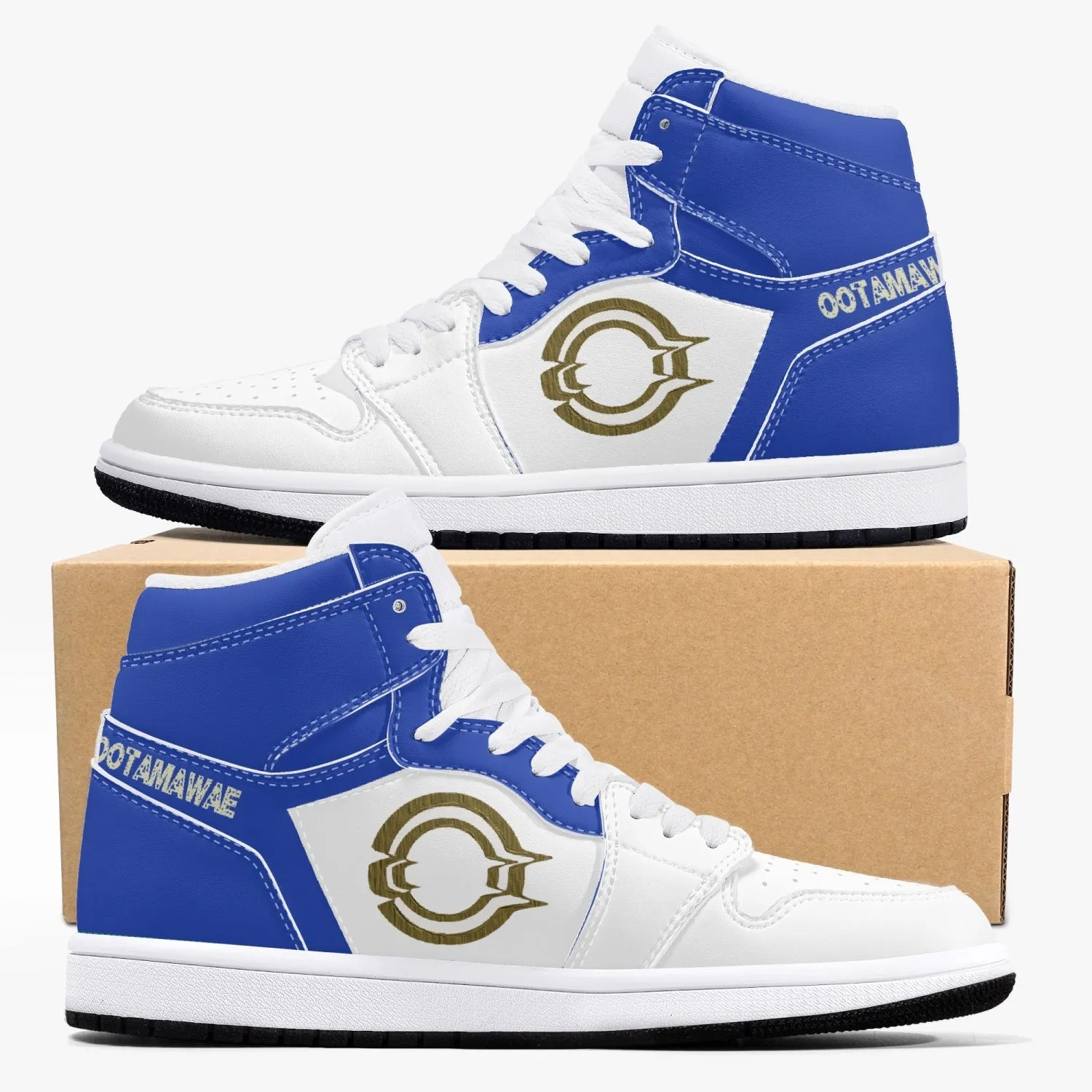 High-Top Leather Sneakers - Blue