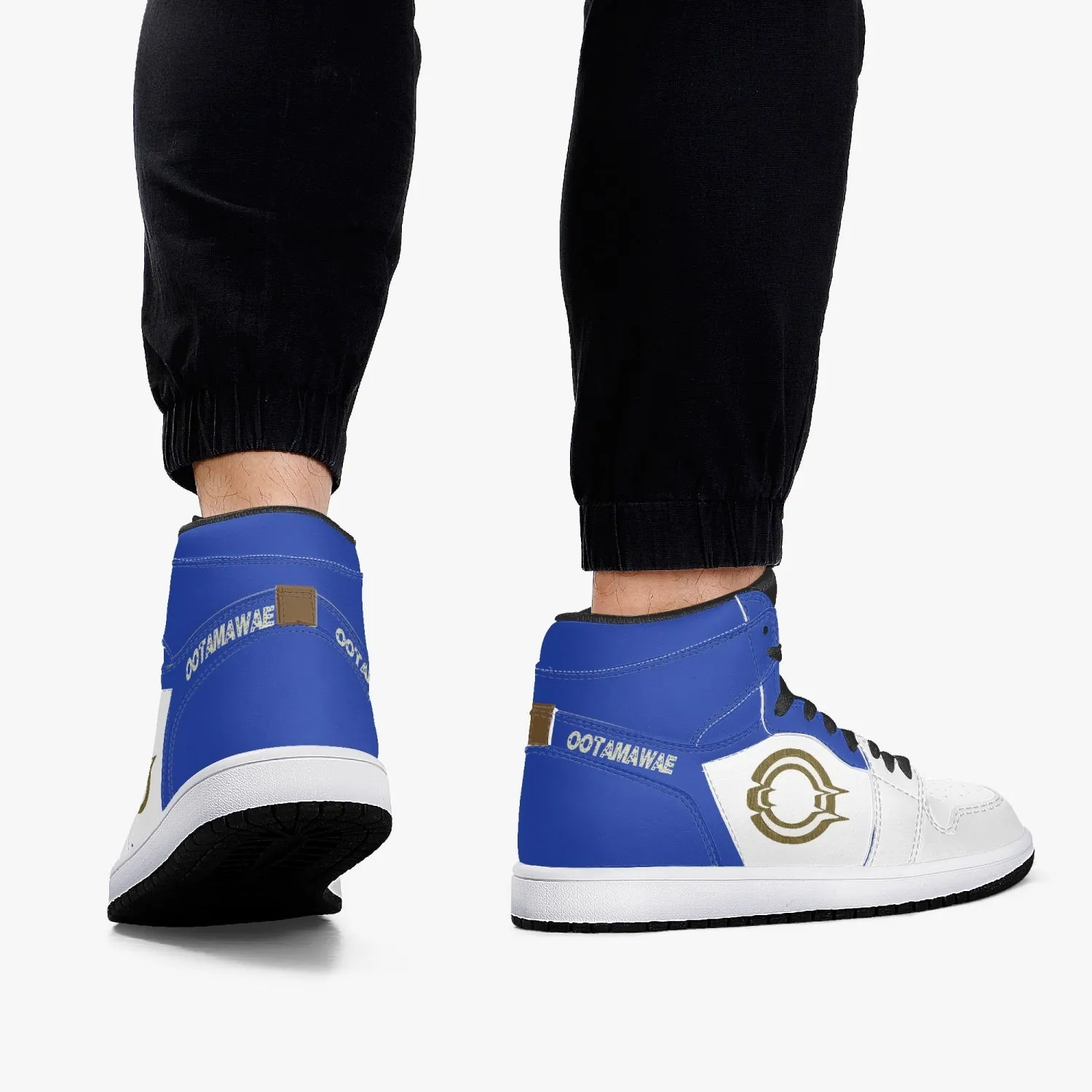High-Top Leather Sneakers - Blue