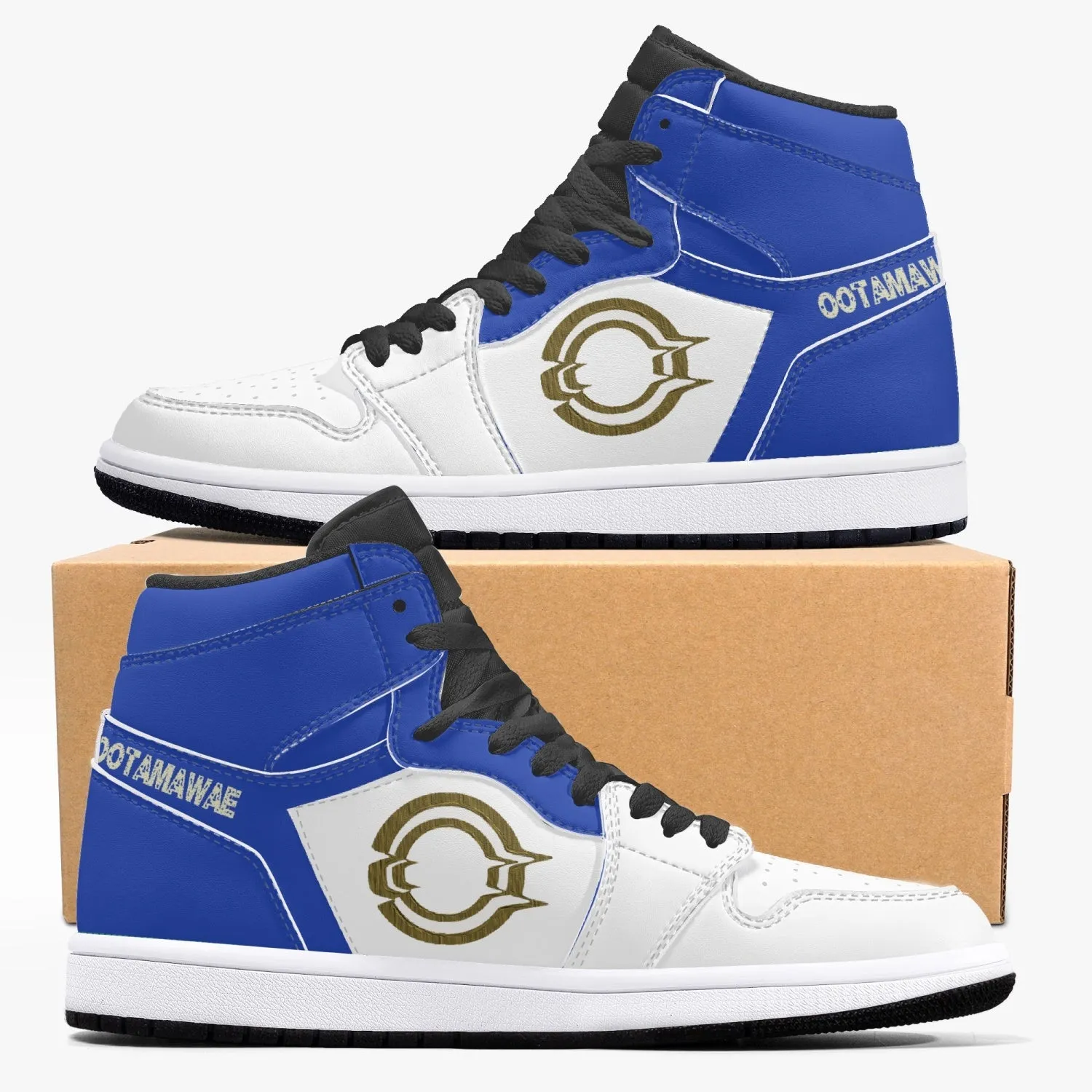 High-Top Leather Sneakers - Blue