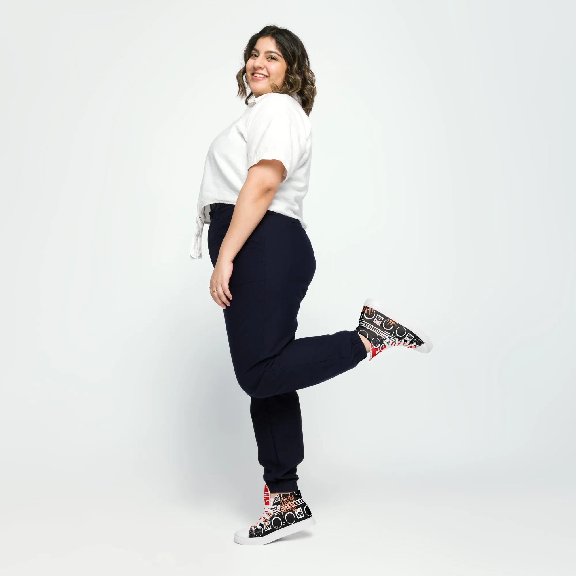 High Top Sneaker Women with Abstract Boom Box - Sophia