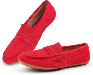 JBB Suede Drving Loafers for Women Comfortable Dressy Slip on Moccasins Penny Shoes