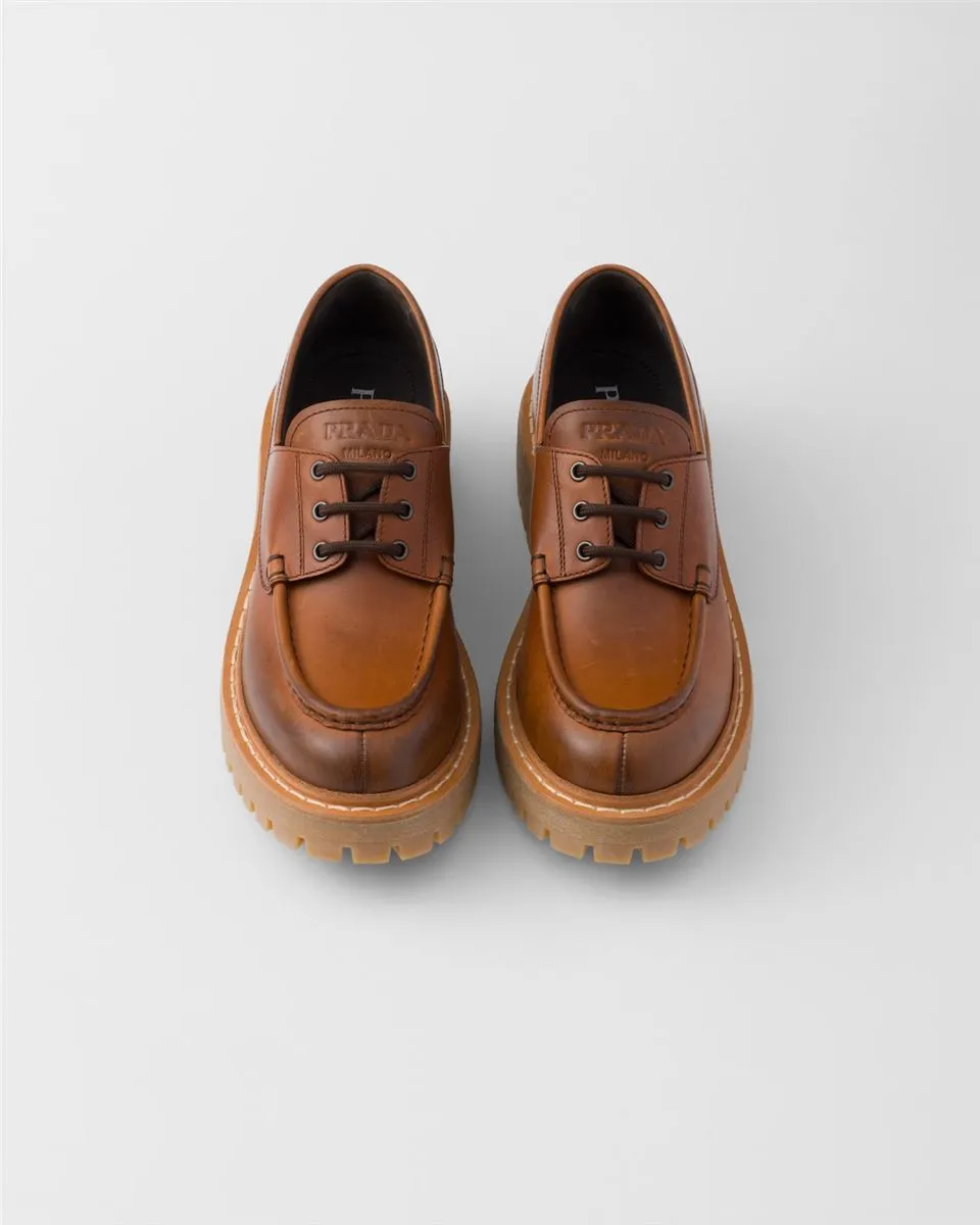 LACED LEATHER LOAFERS