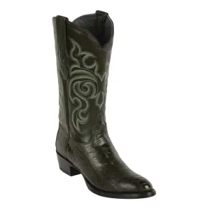 Los Altos Boots Mens #650545 Round Toe | Genuine Ostrich Leg  | Color Olive Green