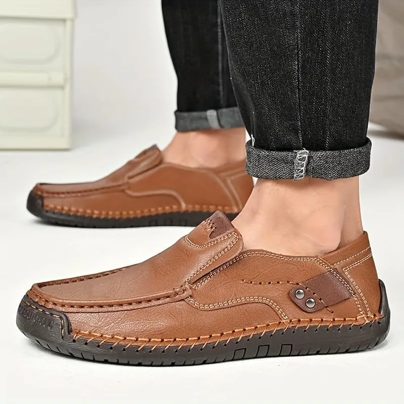 Men's Loafers Slip-On Casual Leather Dress Shoes Lightweight Comfortable Driving Walking Shoes