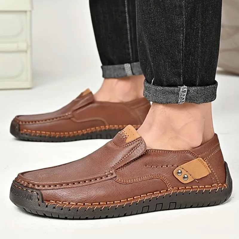 Men's Loafers Slip-On Casual Leather Dress Shoes Lightweight Comfortable Driving Walking Shoes