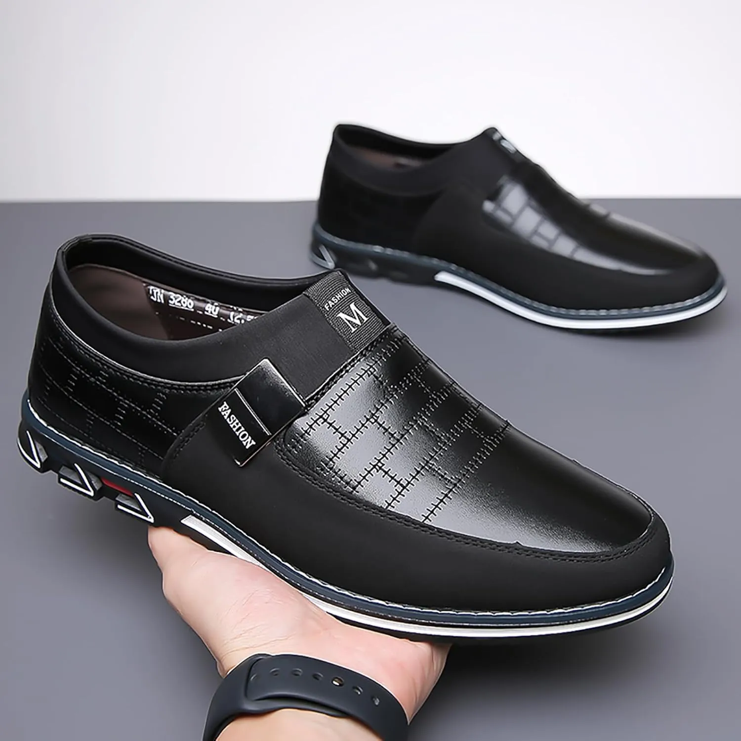 Men's Oxford Shoes Classic Leather Loafers with Business Casual Style Anti-Slip and wear-Resistant Design
