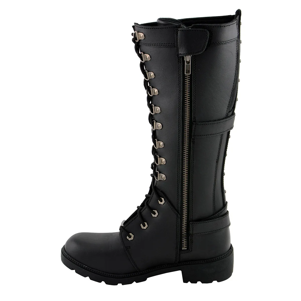 Milwaukee Leather MBL9380 Women's Black 'Jane' 15-inch Leather Combat