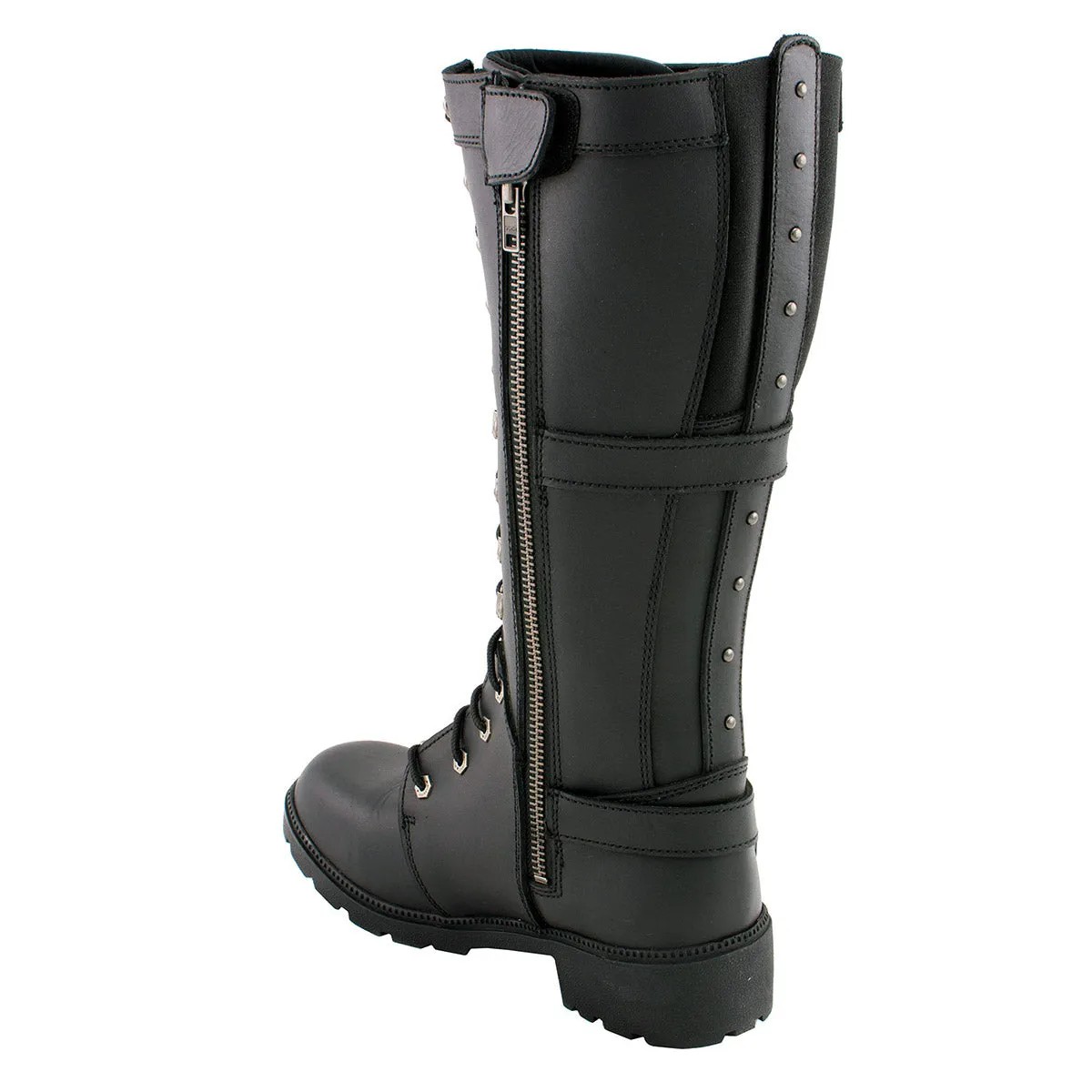 Milwaukee Leather MBL9380 Women's Black 'Jane' 15-inch Leather Combat