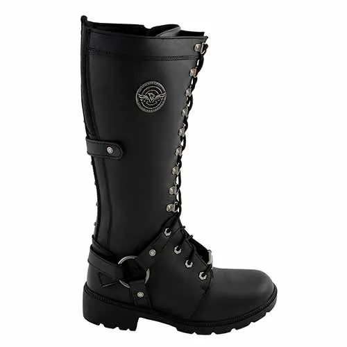 Milwaukee Leather MBL9380 Women's Black 'Jane' 15-inch Leather Combat