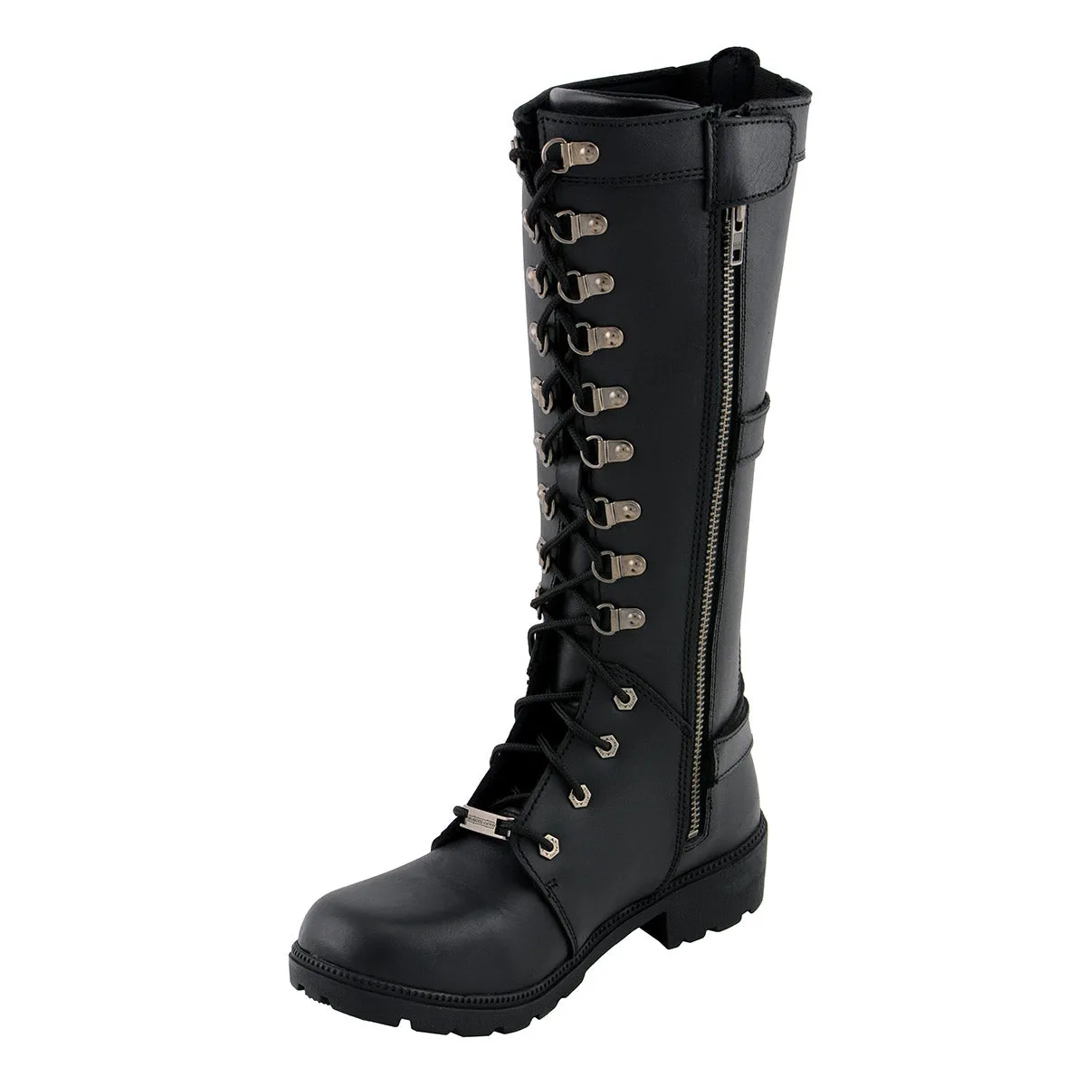 Milwaukee Leather MBL9380 Women's Black 'Jane' 15-inch Leather Combat