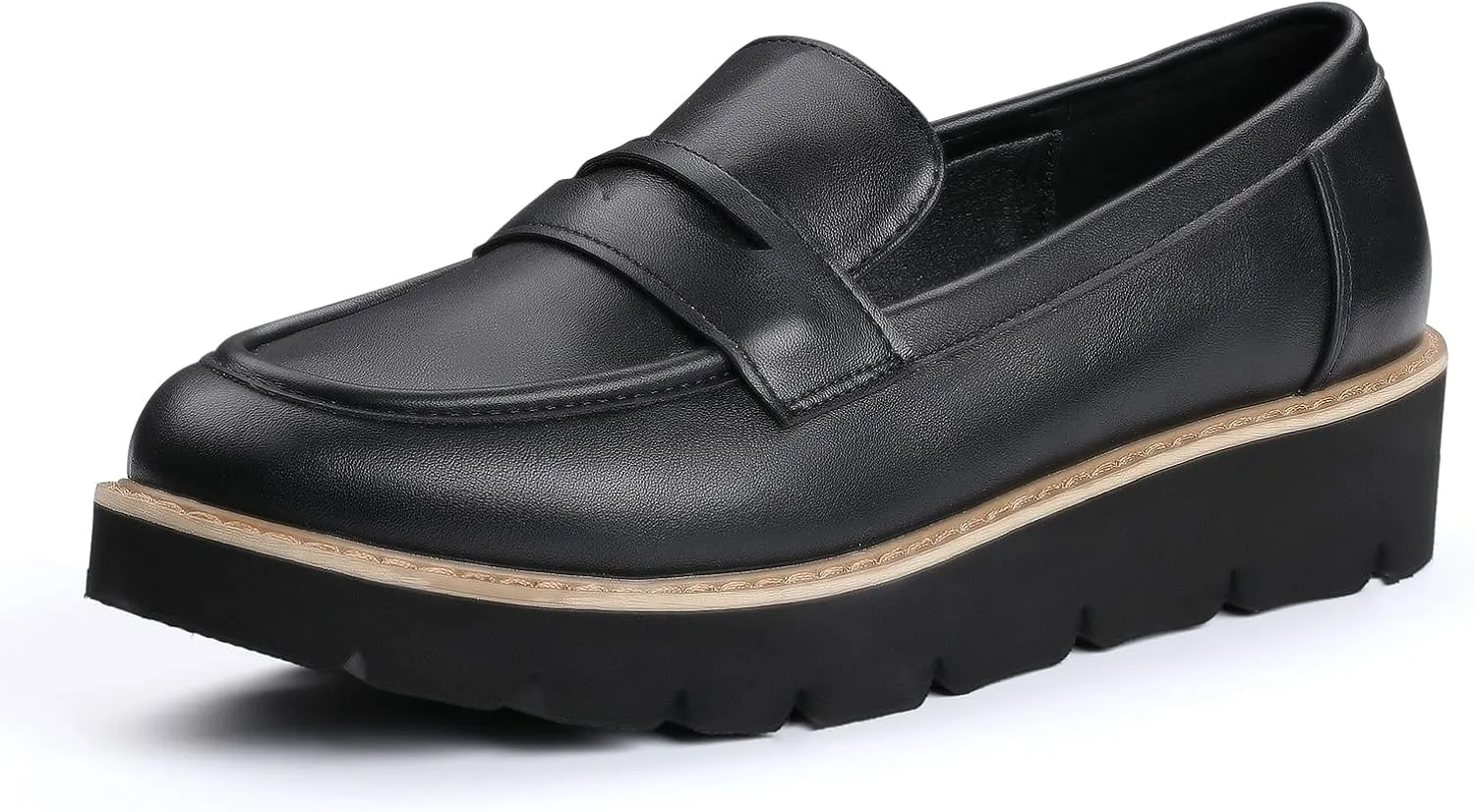 Platform Penny Loafers for Women,Slip On Leather Loafers Casual Business Work Dress Shoes