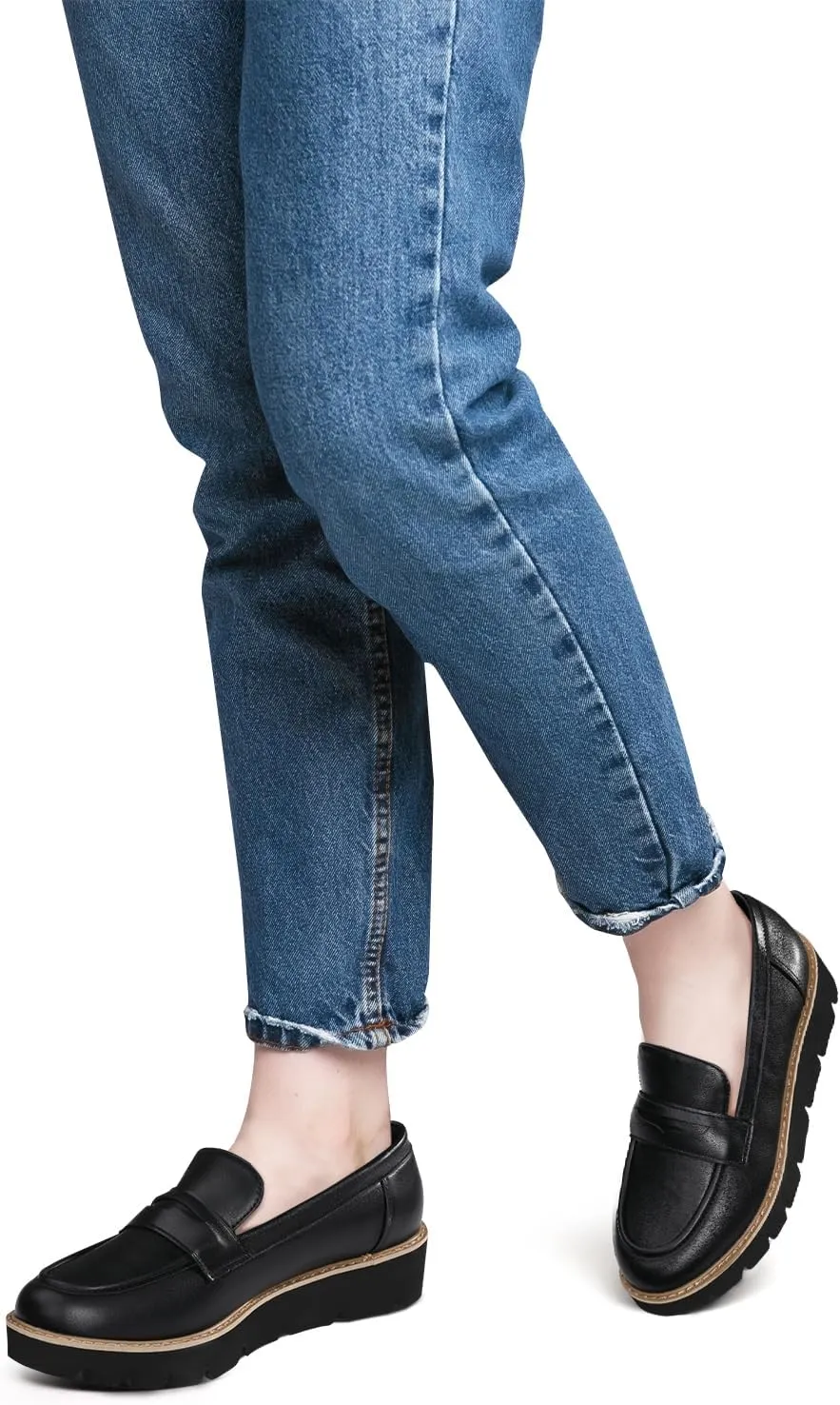 Platform Penny Loafers for Women,Slip On Leather Loafers Casual Business Work Dress Shoes