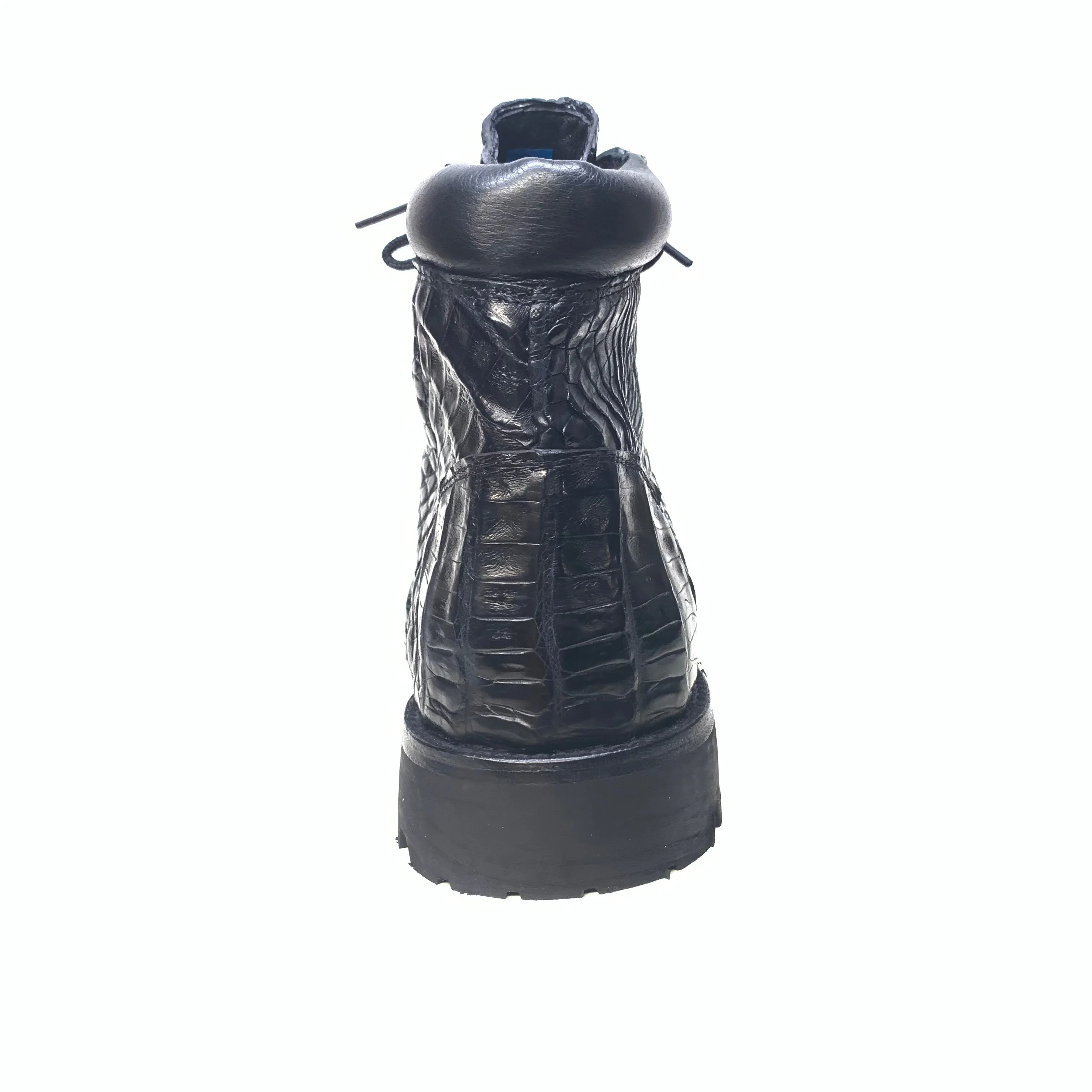 Safari Black All-Over Crocodile Horn-back Combat Boots