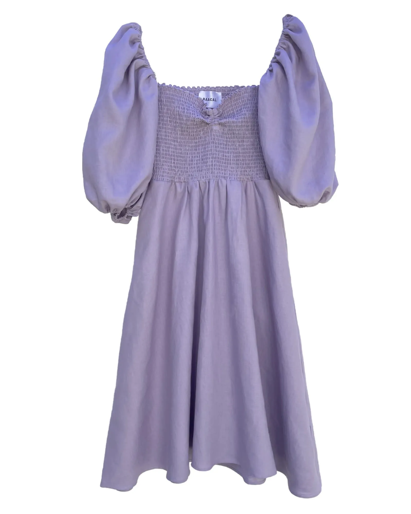 The Colette Linen On or Off the Shoulder Dress in Lilac | Lilac