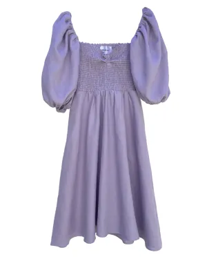 The Colette Linen On or Off the Shoulder Dress in Lilac | Lilac