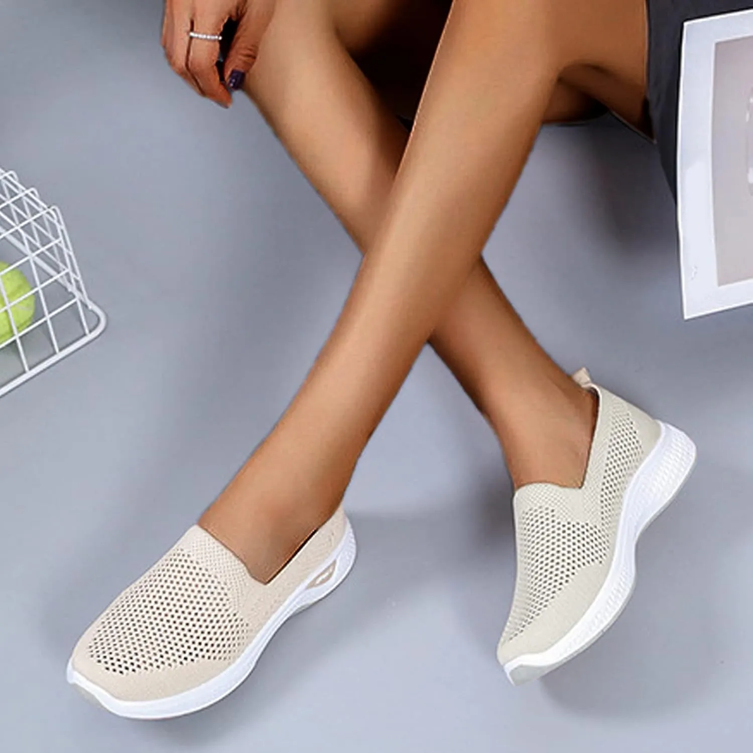 Womens Orthopedic Slip On Loafers with Arch Support Comfortable Walking Shoes Casual Sneakers Plantar Fasciitis Relief Foot Pain Diabetic Feet
